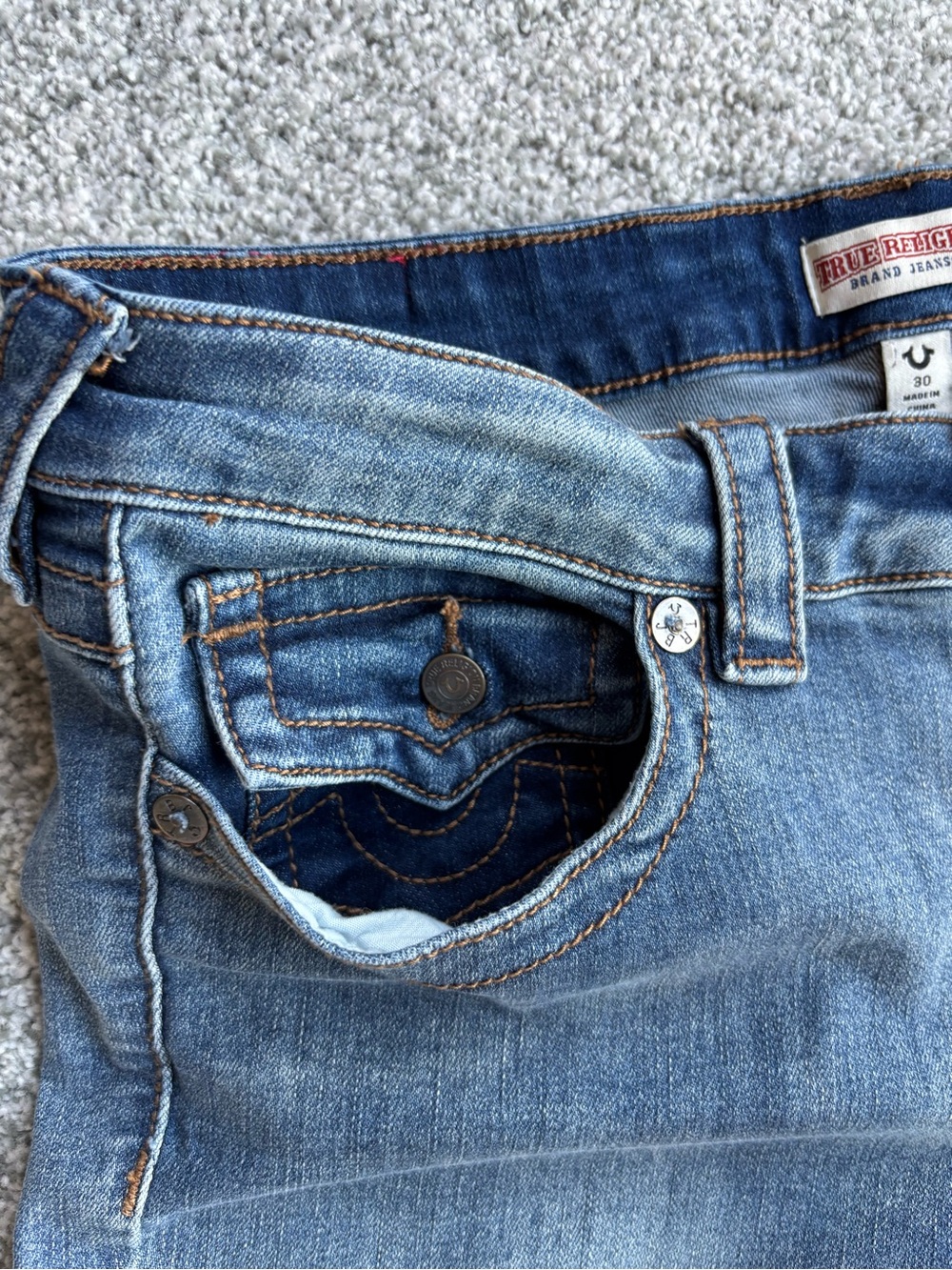 True Religion Becca Cargo Bootcut Jeans 30 Low Rise Y2K Rare Style - Picture 5 of 16